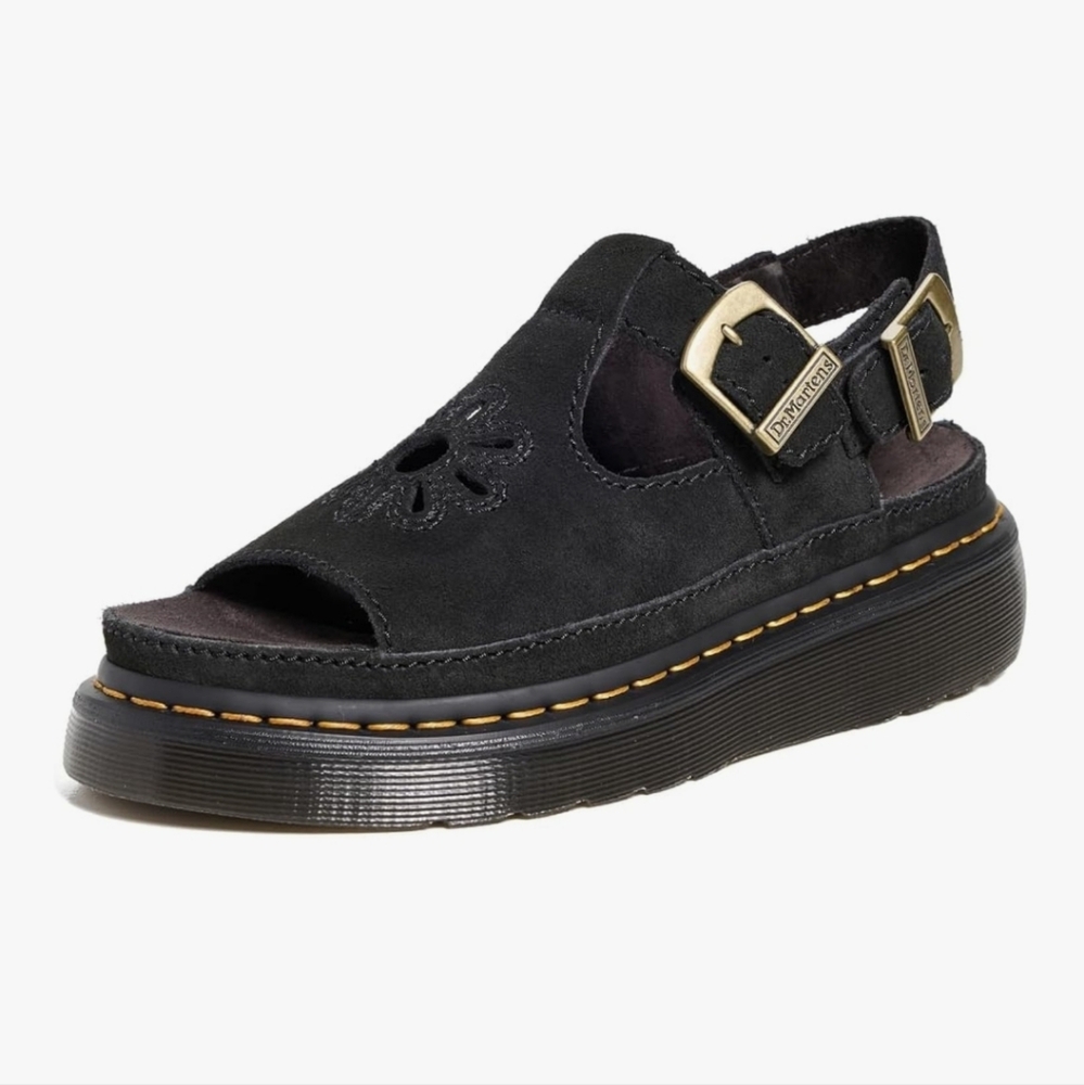 Dr. Martens Black Suede Chunky Sandals with Air-Cushioned Sole New In Box SIZE 6